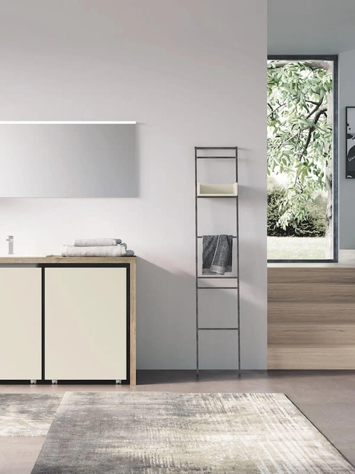 Mobile da Bagno per lavanderia in laccato opaco e HPL Rovere Laundry 02 di Puntotre