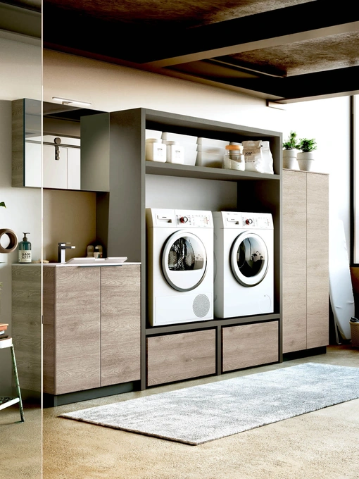 Mobile da Bagno per lavanderia in laminato e HPL Laundry 05 di Puntotre