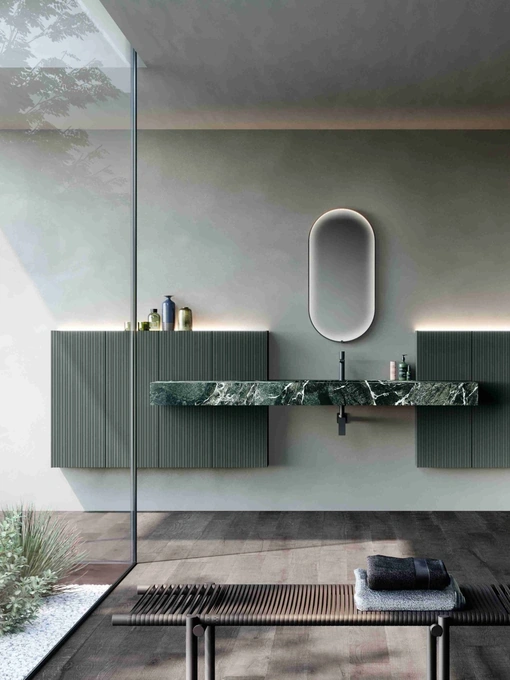 Mobile da Bagno sospeso M2 System 242 in laccato e gres di Baxar