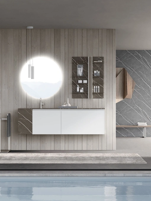 Mobile da Bagno sospeso M2 System 221 in laccato opaco e HPL di Baxar