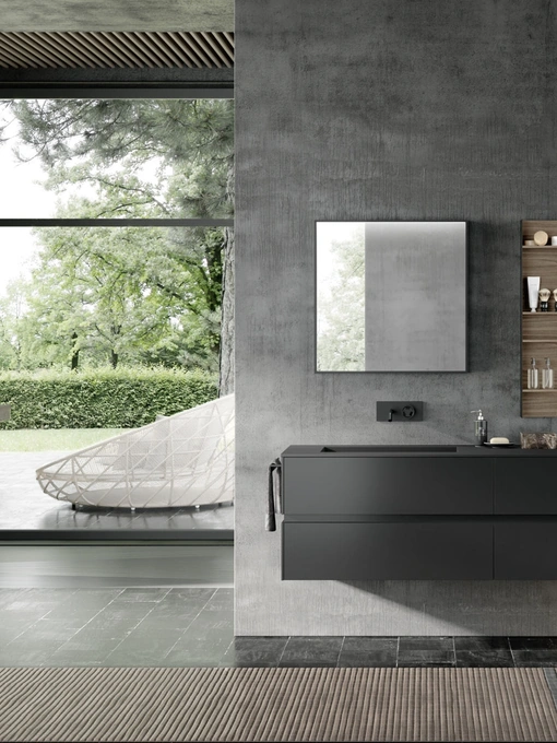 Mobile da Bagno sospeso M2 System 224 in laccato opaco di Baxar