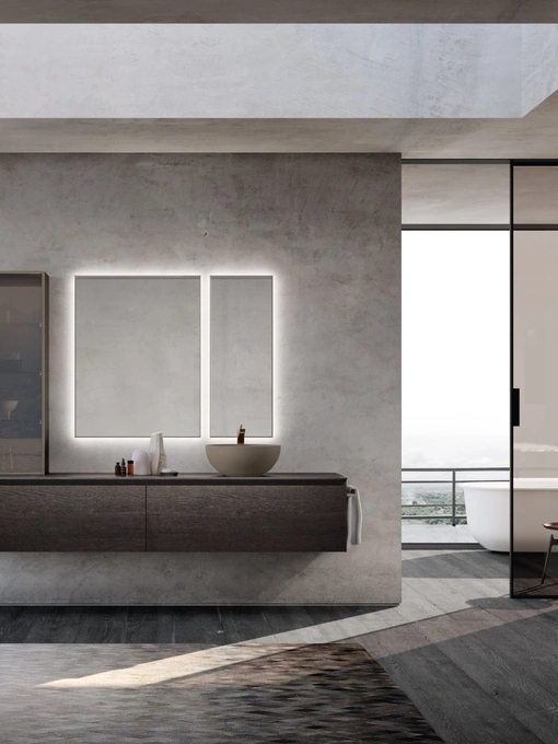 Mobile da Bagno M3 System 310 in rvere moka impiallacciato di Baxar