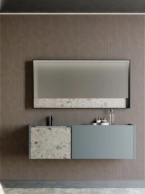 Mobile da Bagno sospeso in laccato opaco e gres Major 03 di Birex