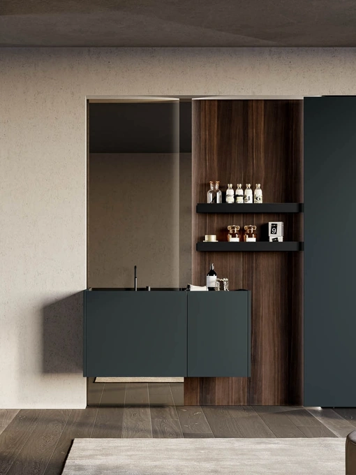 Mobile da Bagno sospeso in laccato opaco grigio antracite Major 06 di Birex
