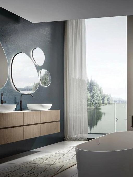 Mobile da Bagno sospeso in Castagno tinto Cumino Nike 003 di Edoné