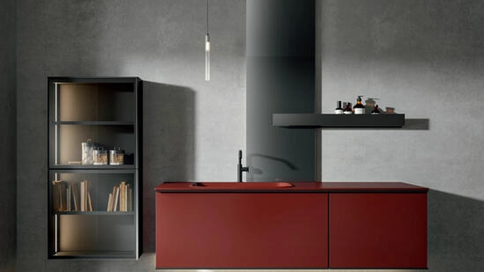 Mobile da Bagno sospeso laccato Mogano Rea 002 di Edoné
