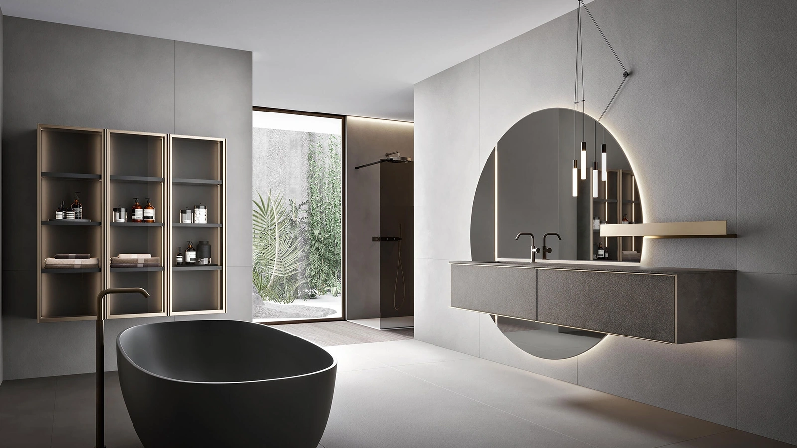 Mobile da Bagno sospeso Rea 2311 finitura Warm by Kerakoll di Edoné