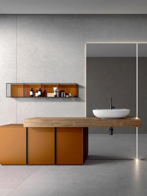 Mobile da Bagno a terra laccato opaco Ruggine Rea 2314 di Edoné