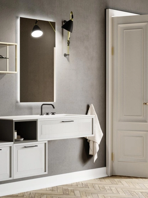 Mobile da Bagno sospeso in legno Paraiso Bianco Roma 07 di Puntotre