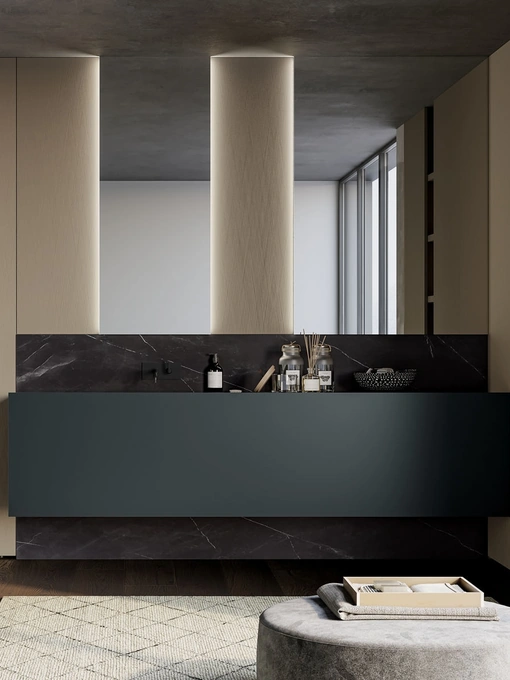Mobile da Bagno sospeso in laccato opaco grigio antracite Sail 02 di Birex