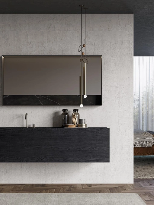 Mobile da Bagno sospeso in essenza rovere carbone Sail 04 di Birex