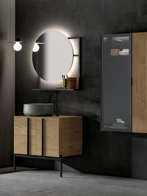 Mobile da Bagno a terra Sidéro 05 in essenza rovere naturale di Birex