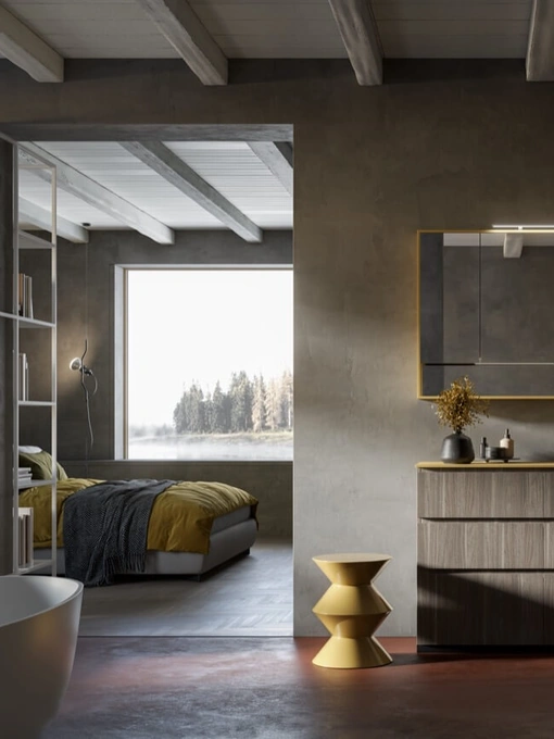 Mobile da Bagno a terra Sistema Gola 34 finitura Noce Grey di Puntotre