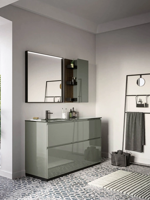 Mobile da Bagno a terra laccato lucido Sistema Gola 12 di Puntotre