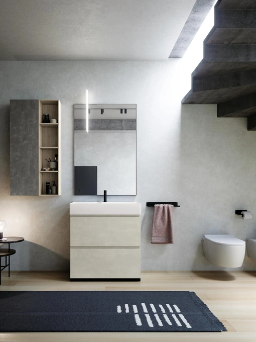 Mobile da Bagno a terra in laminato Sistema Gola 13 di Puntotre