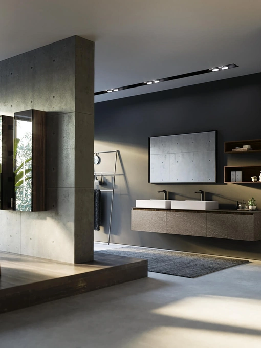 Mobile da Bagno sospeso in laminato Sistema Gola 02 di Puntotre