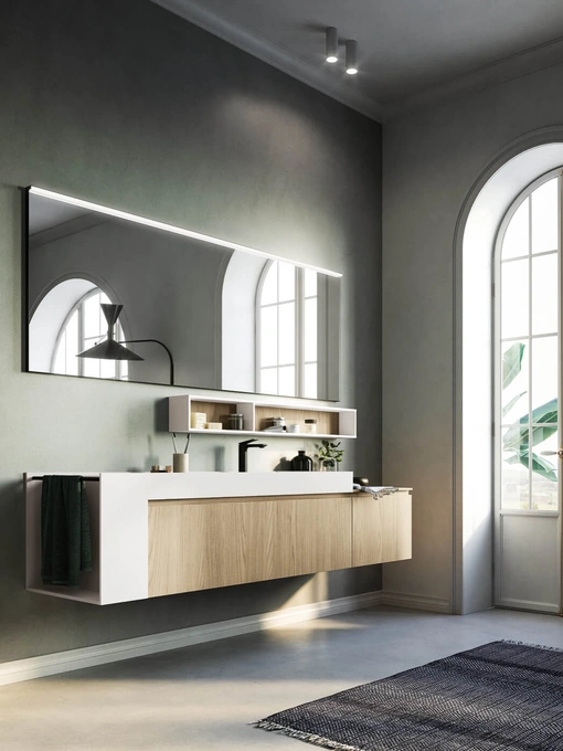 Mobile da Bagno sospeso in laminato Sistema Gola 04 di Puntotre
