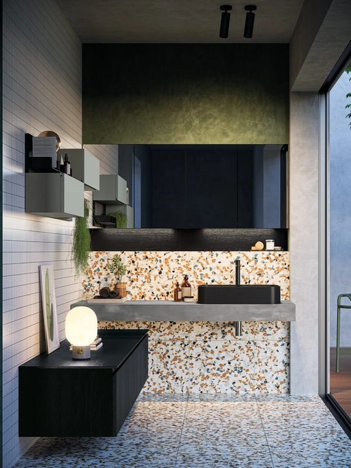 Mobile da Bagno sospeso in laminato Sistema Gola 05 di Puntotre