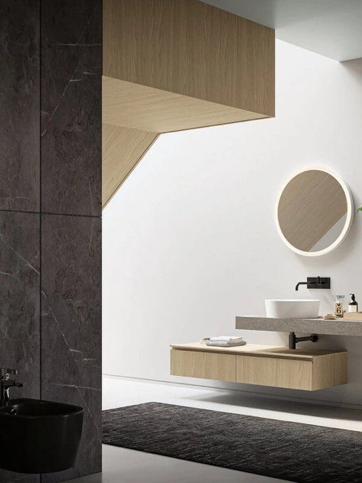 Mobile da Bagno sospeso in laminato Sistema Gola 08 di Puntotre