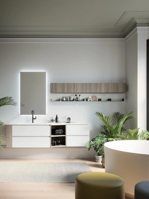 Mobile da Bagno sospeso in laminato Sistema Gola 09 di Puntotre