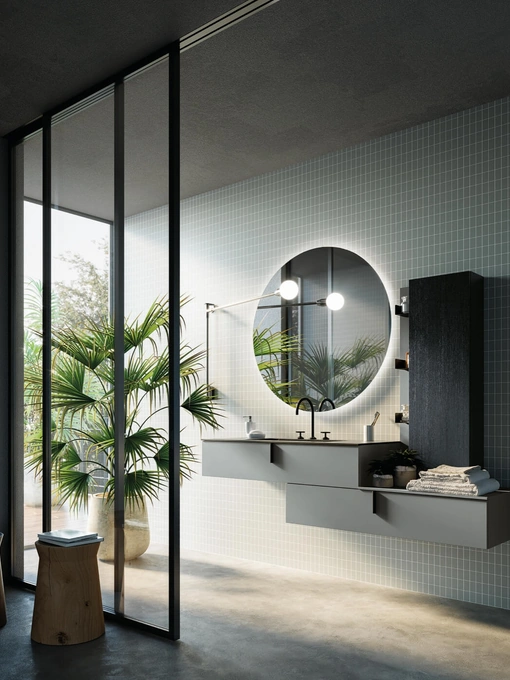 Mobile da Bagno sospeso laccato opaco Sistema Maniglia 18 di Puntotre