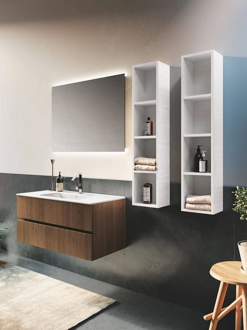 Mobile da Bagno sospeso in melaminico Noce Italia Up & Down 07 di Puntotre