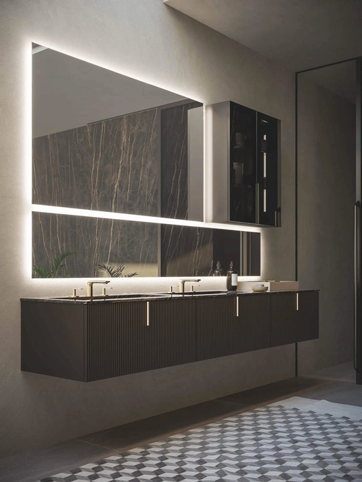 Mobile da Bagno sospeso laccato opaco con top in gres Vertigo 01 di Puntotre