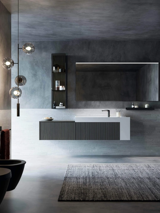 Mobile da Bagno sospeso in polimerico finitura effetto legno Vertigo 04 di Puntotre