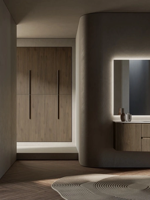 Mobile da Bagno sospeso Vertigo Evolution 02 in polimerico finitura effetto legno di Puntotre