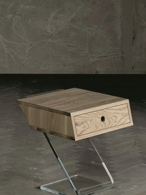 Comodino in legno con base in vetro Cut di Alta Corte