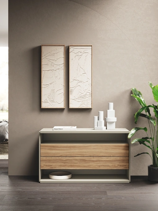 Comò Wonder in laccato e bilaminato Noce di GF Interiors
