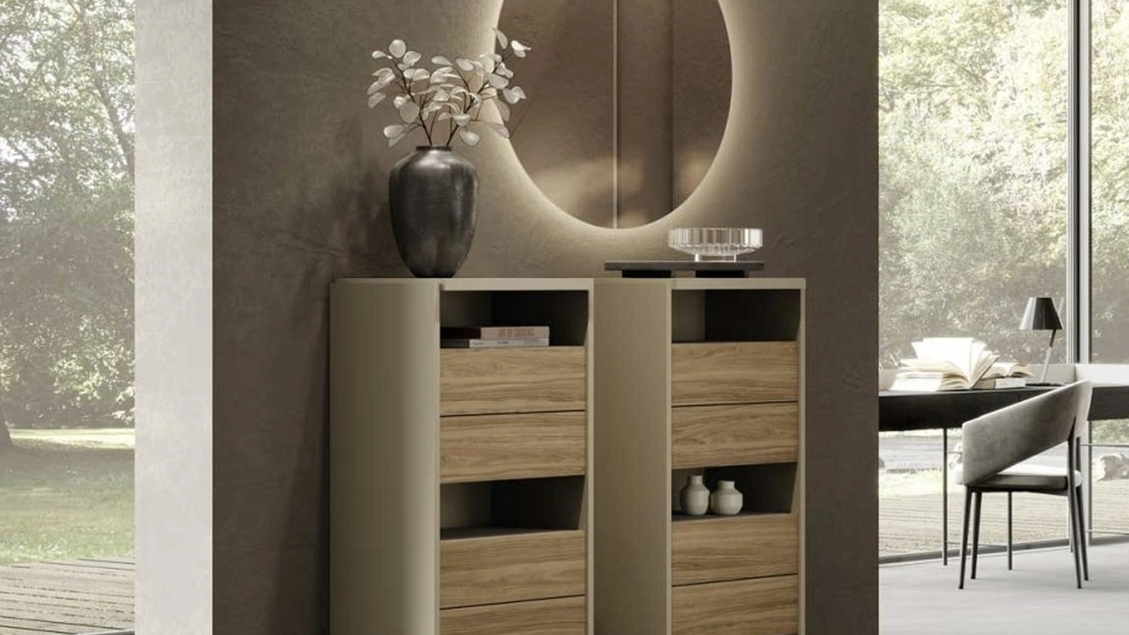 Cassettiera Wonder in laccato e bilaminato Noce di GF Interiors