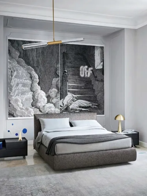 Letto in tessuto imbottito Ariel di Sangiacomo