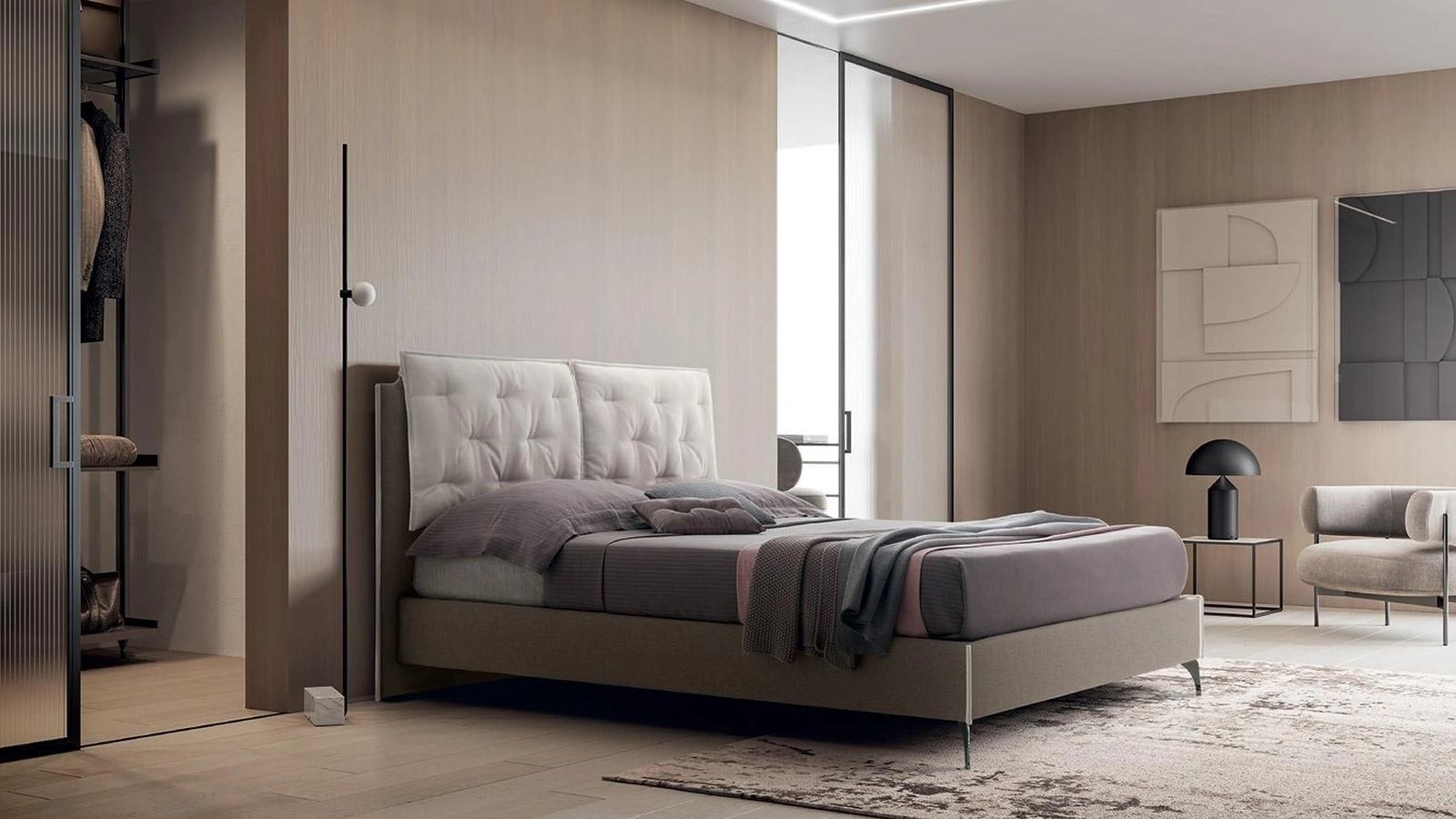 Letto a una piazza e mezza in tessuto Arley di Felis