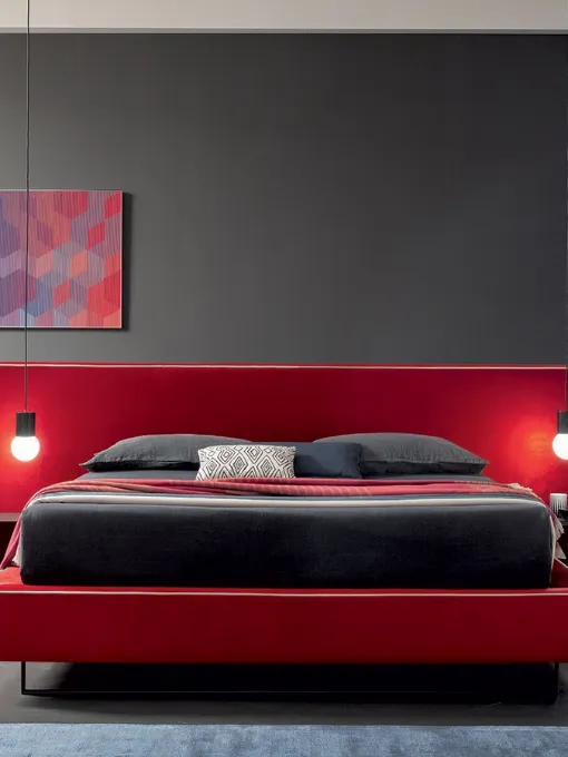 Letto in tessuto dal design lineare ed essenziale Bowie di Felis