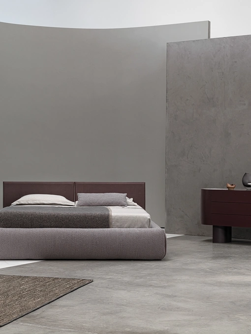 Letto in pelle e tessuto Tab di Cierre Imbottiti