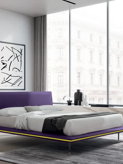 Letto dalla struttura minimal e sottile con testiera Elle di Felis