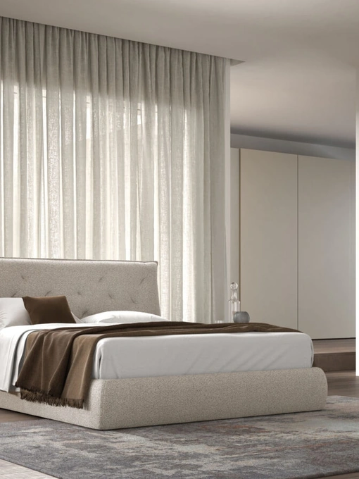 Letto Fiocco Night 21 in tessuto imbottito di Orme