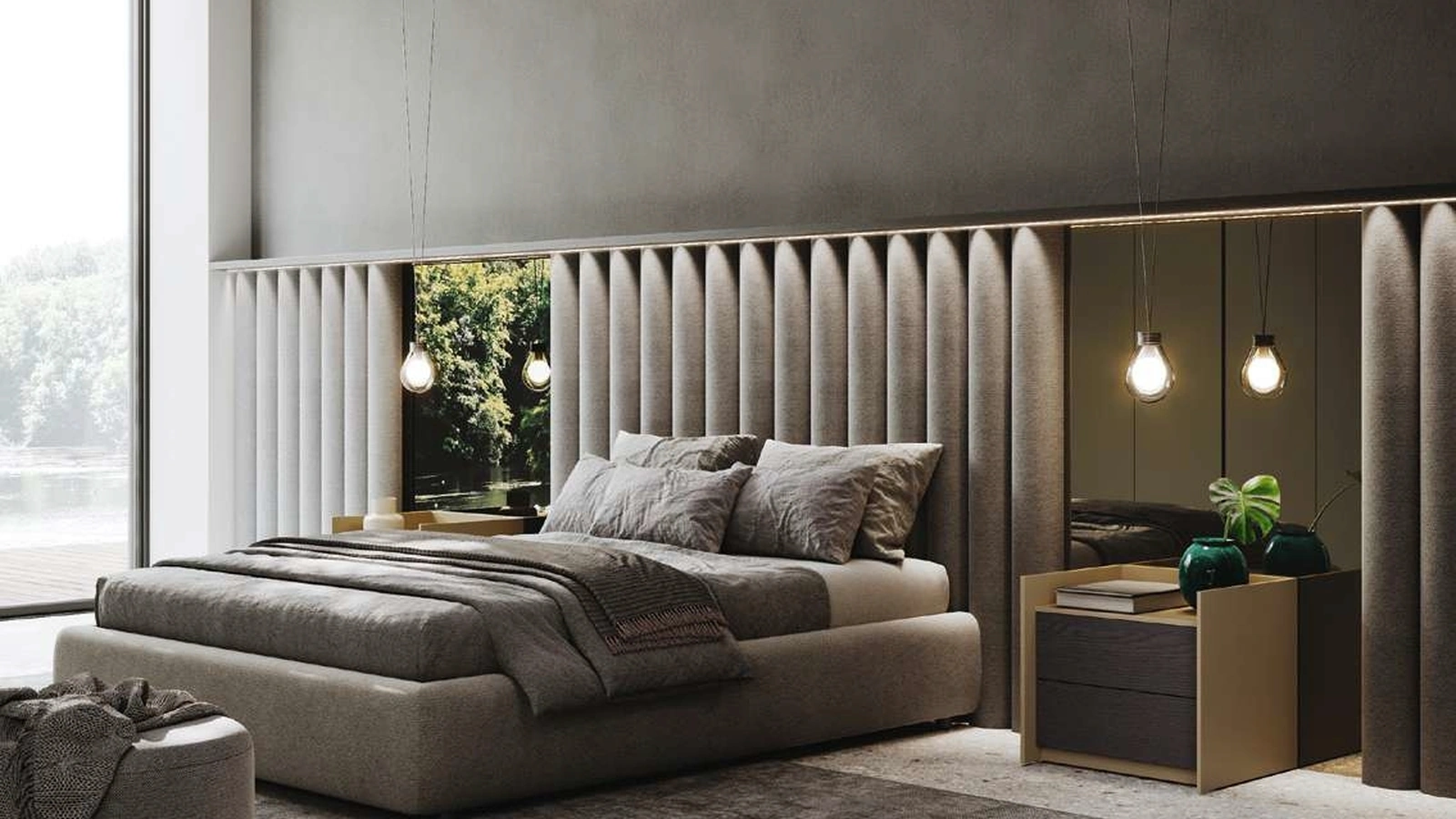 Letto Arabesque Mirror in tessuto con specchi di GF Interiors