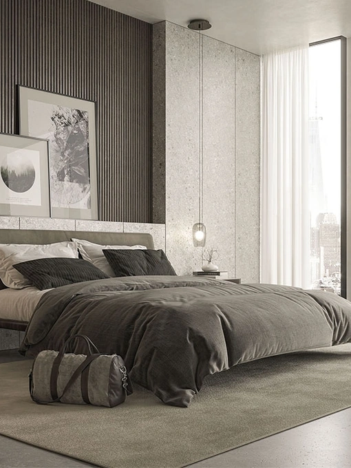 Letto Nelson in legno con testiera imbottita di Cattelan Italia