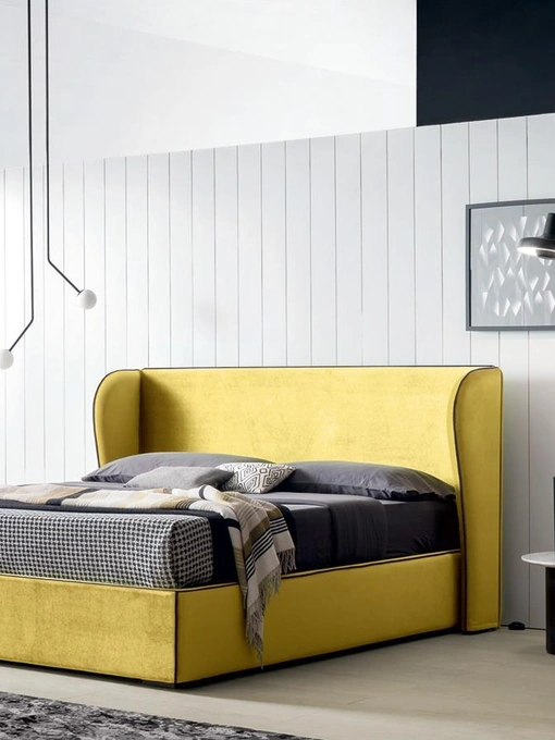 Letto in tessuto con testiera imbottita dalle forme arrotondate Paris di Felis