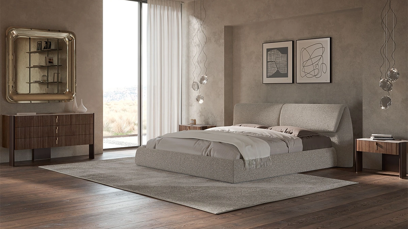 Letto Simon in tessuto imbottito di Cattelan Italia