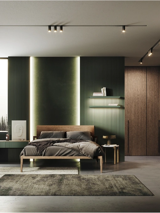 Letto in rovere con testiera Thelonius di GF Interiors