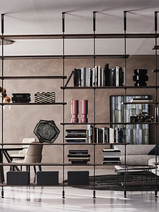 Libreria divisoria in acciaio e legno Airport di Cattelan Italia