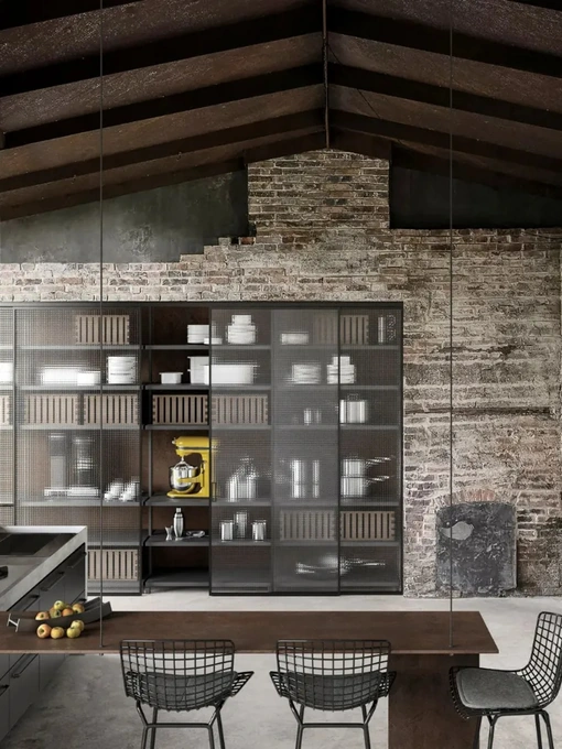 Libreria a muro Simply con ante in Vetro di Doal
