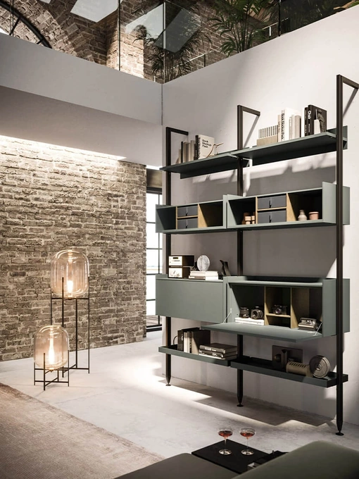 Libreria Vertical a muro in alluminio e laccato di Arrital