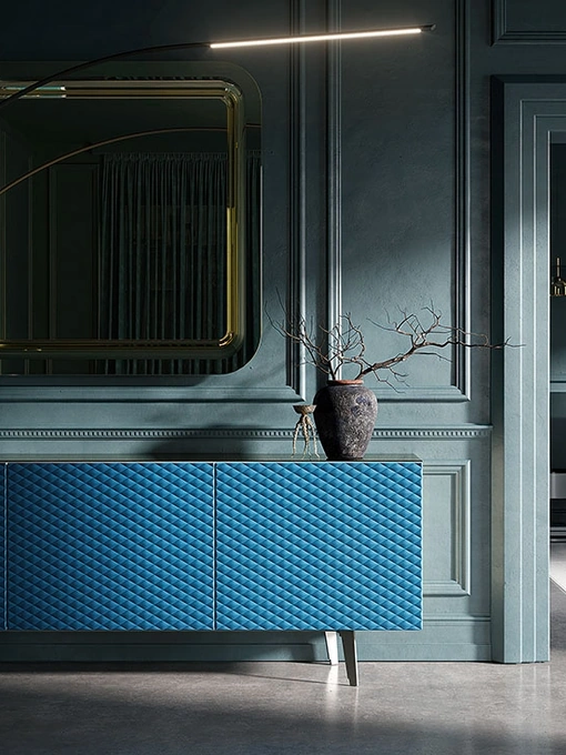 Madia Absolut con ante rivestite in pelle di Cattelan Italia