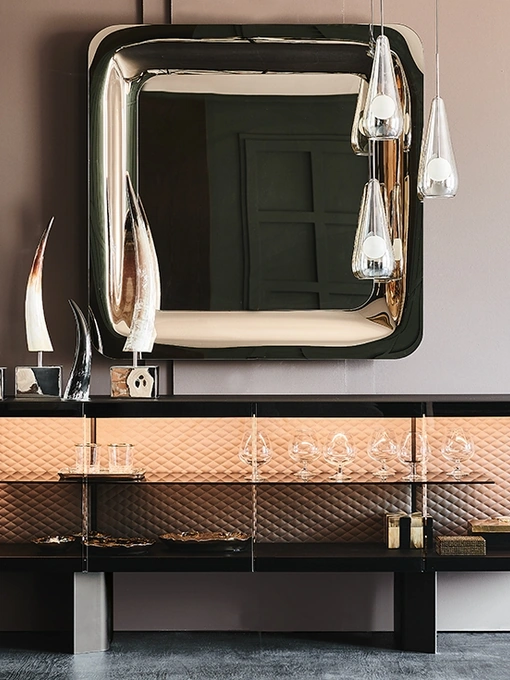 Madia in cristallo con schienale interno in ecopelle Boutique di Cattelan Italia
