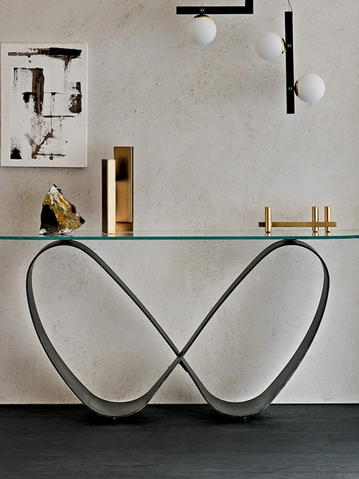 Consolle Butterfly in vetro e acciaio di Cattelan Italia