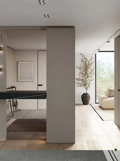 Mobile ingresso Gola Up composizione 6 in laccato con piano in gres di Birex